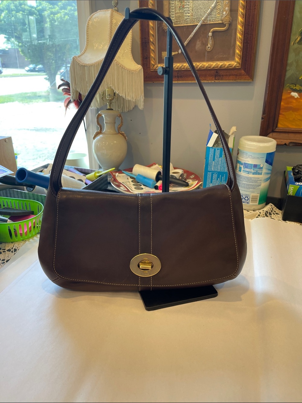 Coach Vintage Leather Brown Ergo Flap Shoulder Bag N E0769-11254